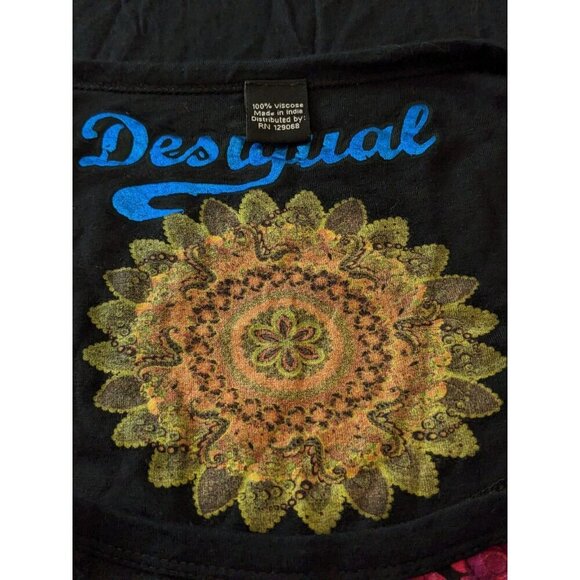 Desigual Womens Short Sleeve Tunic T Shirt Top Size S Artsy Art To Wear Longline - Picture 5 of 7
